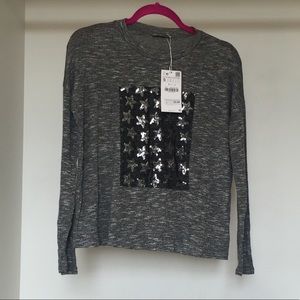 NWT Zara silver sweater with stars